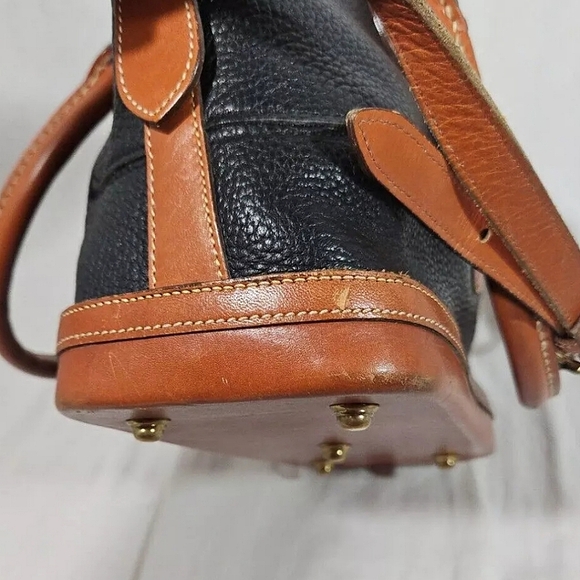 Dooney Bourke Vintage Satchel Dome Bag Navy Blue Pebble Grain Leather Purse Tote - Picture 14 of 16